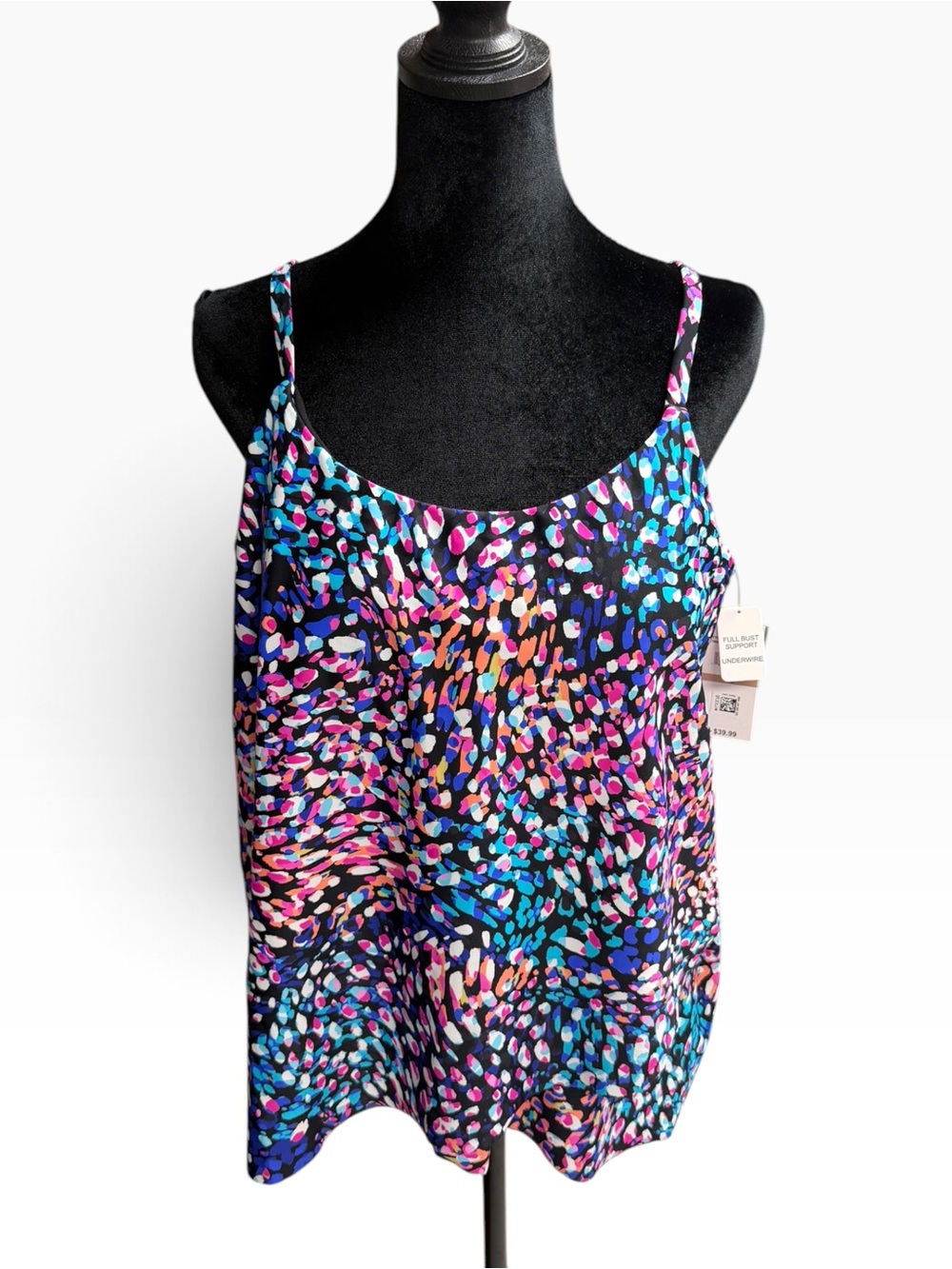 NWT Sleeveless Multicolor Spot Print tankini top